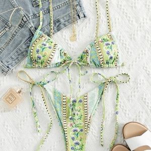 SHEIN “ Paisley & Ditsy Floral Tie side bikini “